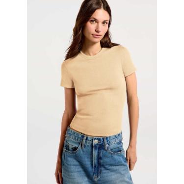 Imagem de Blusa Feminina Manga Curta Slim Em Ribana-Feminino