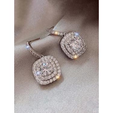 Imagem de 1 par de brincos quadrados joias deslumbrantes para uso diário para datas e presentes de aniversário para mulheres, design elegante e versátil, ótima escolha