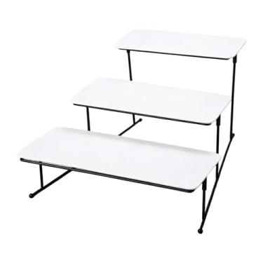 Imagem de MotiveTech Suporte para frutas e cupcakes, expositor de três camadas, bandeja de cerâmica para sobremesas e petiscos, ideal para restaurantes, hotéis eventos.