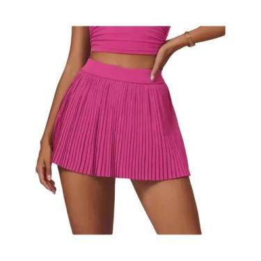 Imagem de Saia Plissada Feminina Para Golfe E Tênis 2 Em 1 Com Bolso Interno, Es