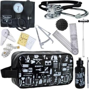 Imagem de Kit Necessaire Fisioterapia Goniometro Martelo Buck Fita Imc Premium -