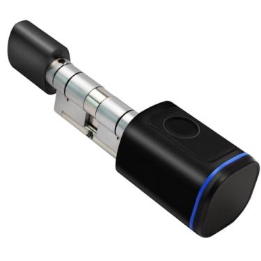 Imagem de Fechaduras de porta inteligentes impressão digital cartão IC chave celular aplicação doméstica inteligente fechadura eletrônica aplicável à porta de segurança de ferro de madeira (preto, tamanho: 70