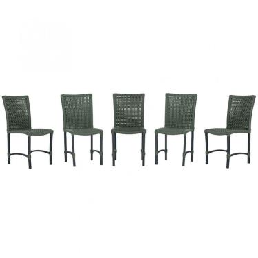 Imagem de 5 Cadeiras Cannes Corda Náutica Alumínio Cozinha Jantar Verde
