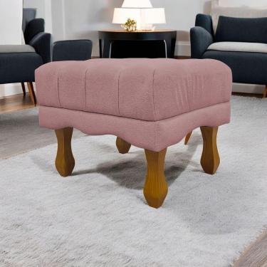 Imagem de Puff Decorativo Retangular Duque Bouclé Premium Capitonê - Rose Buclê