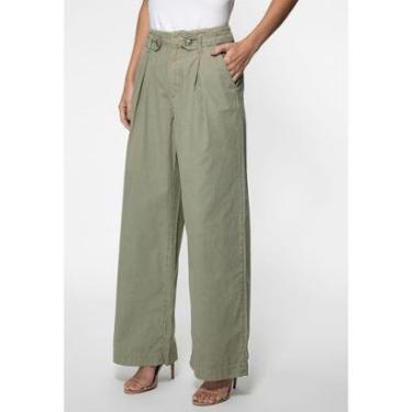 Imagem de Calça Guess Sarja Wide Botões G Verde Musgo-Feminino