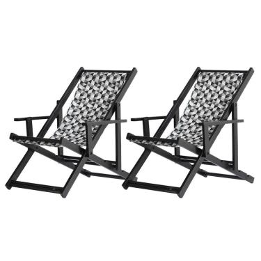 Imagem de Kit 2 Espreguiçadeiras Dobrável Black Cb-triang Preto