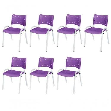 Imagem de Cadeira Iso Base Branco Igreja, Escola, Escritório - Violeta Kit 7 Peças
