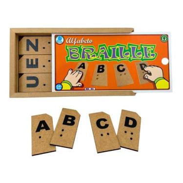 Imagem de Alfabeto Móvel Braille Tátil Brinquedos Educativos Pedagógico Alfabeti