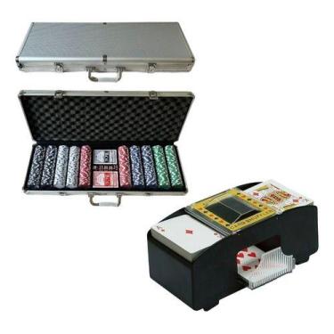 Imagem de Kit Maleta De Poker Completa + Embaralhador De Cartas - Kadê