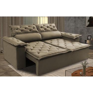 Imagem de Sofá Retrátil E Reclinável Cama Inbox Compact 1,50m Tecido Suede Velusoft Castor