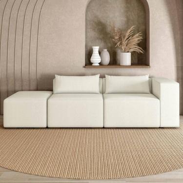 Imagem de Sofá 4 Lugares 283cm com Puff Esquerdo Fay Bouclê Branco Z55  - Mpozenato