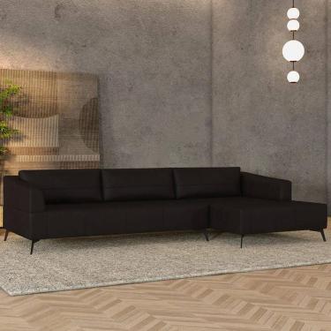 Imagem de Sofá 4 Lugares 286cm com Chaise Direito Eko Couro Bordô Z55 - Mpozenato