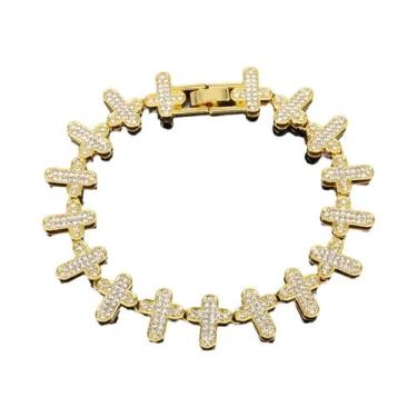 Imagem de Conjunto De Colar E Pulseira Unissex 20/50CM Com Corrente Tennis Cruza