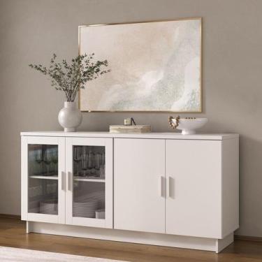 Imagem de Aparador Buffet 8604 Sala de Jantar 4 Portas 160cm Branco - Foscarini