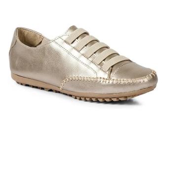 Imagem de Tênis Sapatênis Feminino de couro Legítimo dourado metalizado-Feminino