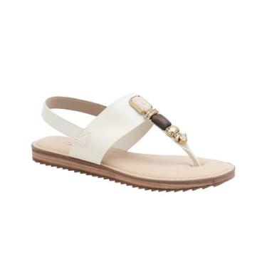 Imagem de Sandália Rasteira Tira Larga com Pedraria Feminina Modare