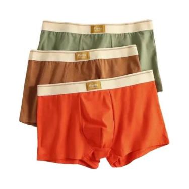 Imagem de Cuecas Boxer Masculinas De Algodão Respirável 3 Peças U Convexo Roupa 