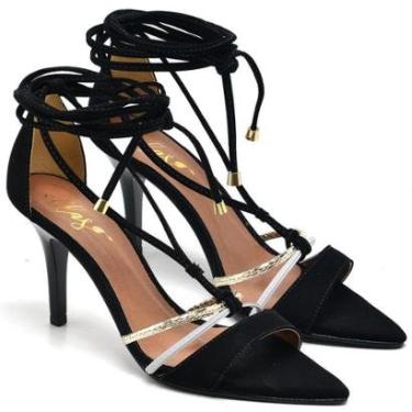 Imagem de Sandália Salto Médio Bico Folha em Couro Ella's-Feminino