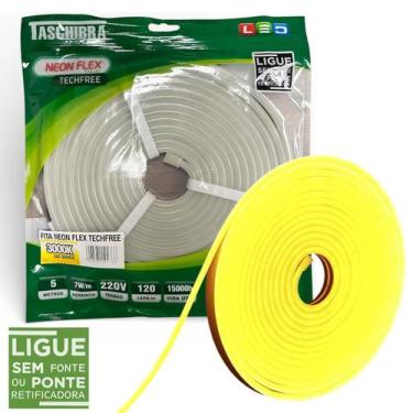 Imagem de Fita Led Neon Flex 5 Metros 7W/M 120 Leds Quente 3000K 220V - TASCHIBR