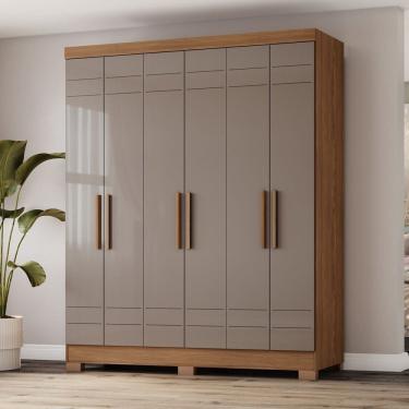 Imagem de Guarda-roupa Casal 6 Portas e 3 Gavetas com Pés Abs Modelo B369 Marrom/Avelã
