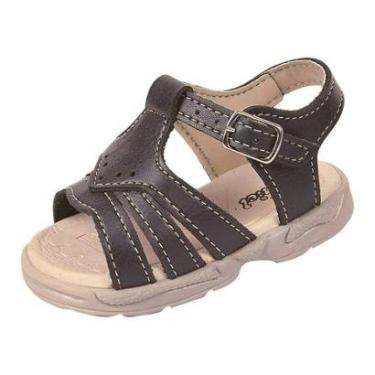 Imagem de Sandália Ortopédica Infantil Couro Menino 3 Tiras Preta-Masculino