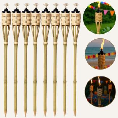 Imagem de Kit 8 Tocha Bambu 100cm Lamparina Festa Tematica Decoração - RT