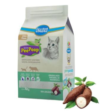 Imagem de Areia Higiênica Biodegradável de Mandioca Chalesco Peepoop para Gatos – Grãos Finos, Controle de Odores e Alta Absorção | 4 kg