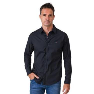 Imagem de Camisa Social Masculina Vih Triny Preta Itália Premium Slim Fit Manga Longa-Masculino