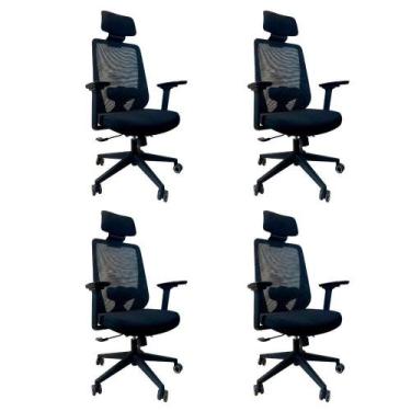 Imagem de Kit 4 Cadeiras De Escritório Oficial Comfort Max Nr17 - Oficial Websho