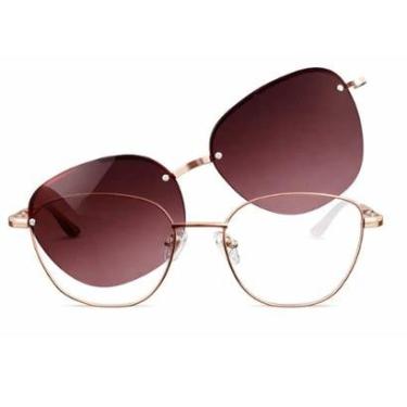 Imagem de Óculos de Grau com Clip On Solar Magnético 2 em 1 Proteção UV-Unissex