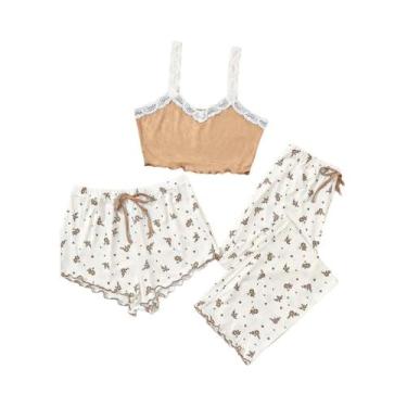 Imagem de Conjunto De Pijama Feminino Rosa Com Renda E Decote V, Camisola Sexy, 