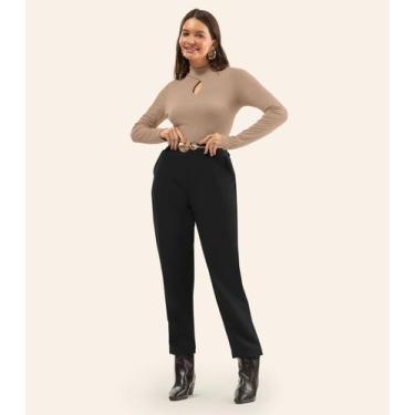 Imagem de Blusa Feminina Manga Longa Em Ribana Rovitex Marrom, G, Marrom