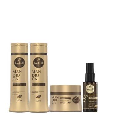 Imagem de Kit Haskell Mandioca Shampoo 300ml + Condicionador 300ml + Máscara 300