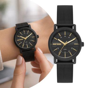 Imagem de Relógio Analógico Feminino Preto com Caixa e Pulseira de Aço Inoxidáve