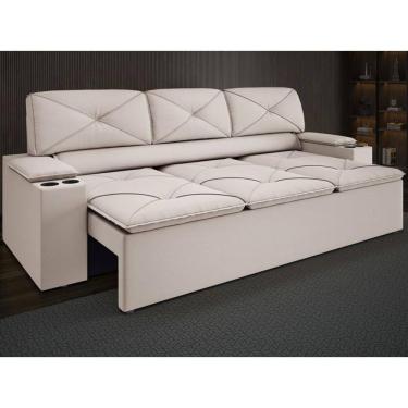 Imagem de Sofá com Porta Copos Retrátil e Reclinável Pop 2,05m Velosuede - NETSOFAS
