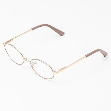 Imagem de Armação Óculos Grau Metal Feminina Oval, Lily Óculos Sunrise, Dourado 