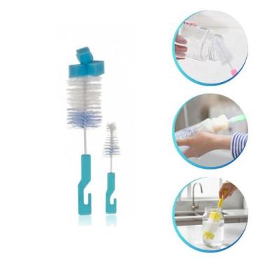 Imagem de Kit 10 Escovas Para Mamadeira e Bico Com Esponja Para Garrafa Copo Taç