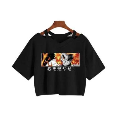 Imagem de Camiseta Feminina Demon Slayer Nezuko Kimetsu No Yaiba Crop Top Tanjir