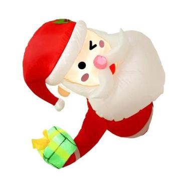 Imagem de Decoração Inflável De Natal Com Luzes LED: Papai Noel E Duende Escalan
