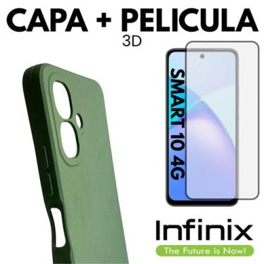 Imagem de Capinha + Película Vidro 3D Para Celular Infinix Smart 10 - DB, Verde 