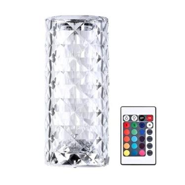 Imagem de Luminária de Mesa Abajur Tipo Cristal Diamante Decorativo Luz Iluminaç