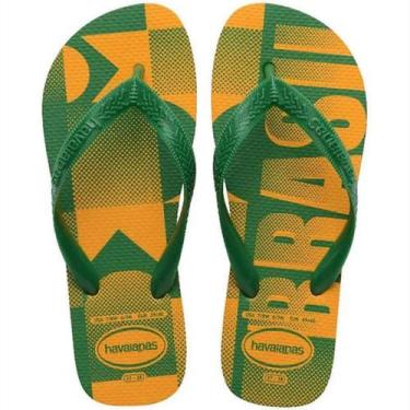 Imagem de Chinelo Havaianas Vai Brasil Unissex - Amarelo - 45/46, 45/46