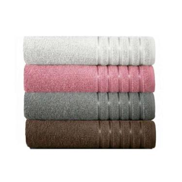 Imagem de Kit 4 Toalhas De Banho 100% Algodão Felpuda Alta Absorção 70x140cm Com