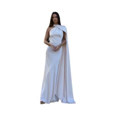 Imagem de Vestido Feminino Sexy De Cetim Com Decote Halter, Costas Nuas E Sem Ma