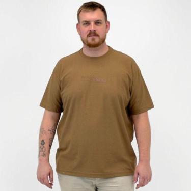 Imagem de Camiseta Gangster Plus Canelada Manga Curta Masculina, G2, Castanho