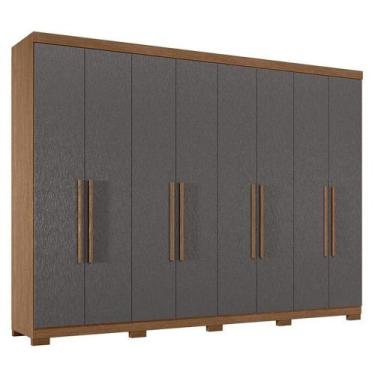 Imagem de Guarda Roupa Casal 8 Portas 4 Gavetas Master New Jatobá Grafite Acetin