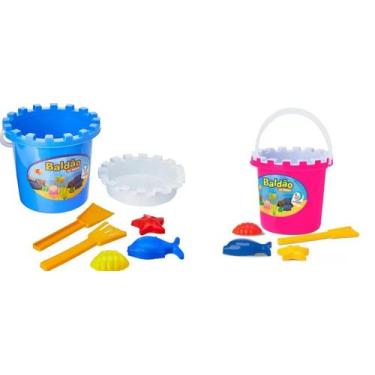Imagem de Kit 5 Baldão de Praia Azul e Rosa - Cardoso Toys