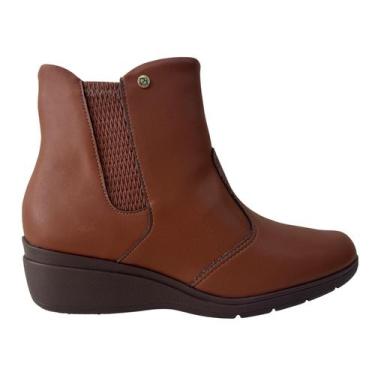 Imagem de Bota Piccadilly 117133 Beth Cano Curto Salto Médio Anabela -, Conhaque
