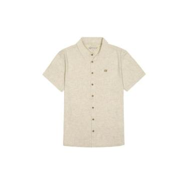 Imagem de Camisa Manga Curta Masculina Em Tecido Linho Fico 48955, 11015, Branco