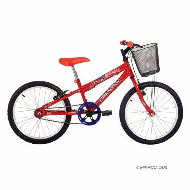 Imagem de Bicicleta Infantil Aro 20 Lady Bug & Miraculous com Cesta Freio V-Brake Vermelho Coke F...